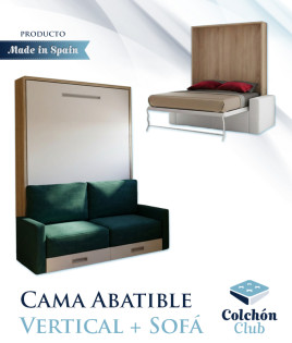 Cama Abatible Vertical con Sofá disponible en diferentes medidas y colores Ref N15000