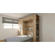Dormitorio con cama abatible vertical con altillo, armario y estantería terminal Ref Z24-58