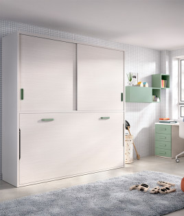 Cama Abatible Horizontal individual con altillo superior Ref Y36000