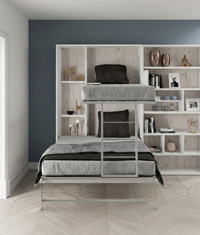 Litera Abatible Vertical con cama matrimonial disponible en gran variedad de colores Ref N14000