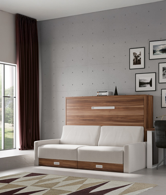 Cama Abatible Horizontal con Sofá disponible en diferentes medidas y colores Ref N34000
