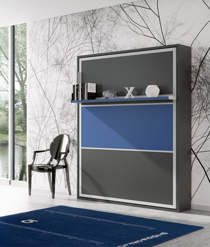 Cama Abatible Vertical con estante sincronizado y puerta en 3 colores Ref N47000