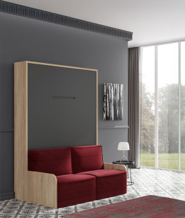 Cama Abatible Vertical con Sofá disponible en diferentes medidas y colores Ref N40000