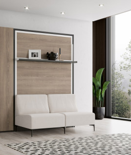 Cama Abatible Vertical con estante y Sofá disponible en diferentes medidas y colores Ref N44000