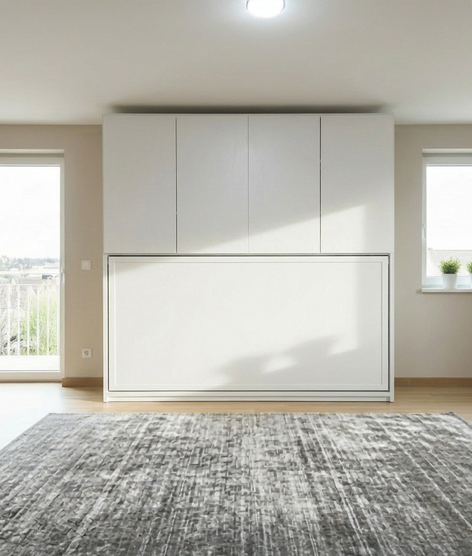 Cama abatible Matrimonial disponible en medidas Individuales con armario superior Ref N95000