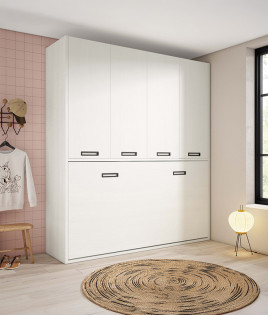 Cama Abatible Matrimonial disponible en medidas Individuales con armario superior Ref Z23000