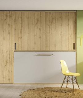 Cama Abatible Matrimonial disponible en medidas Individuales con armario de puertas correderas Ref Z22000