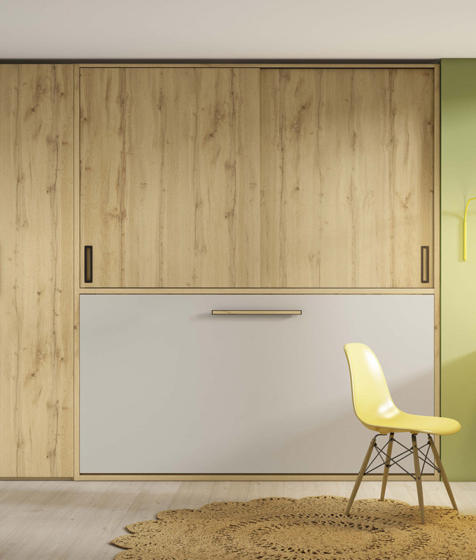 Cama Abatible Matrimonial disponible en medidas Individuales con armario de puertas correderas Ref Z22000