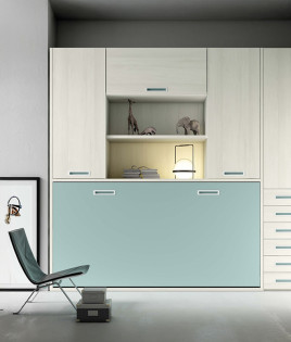 Cama Abatible Matrimonial disponible en medidas Individuales con armario superior Ref Z24000