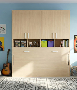 Cama Abatible Horizontal individual con armario superior Ref Y37000