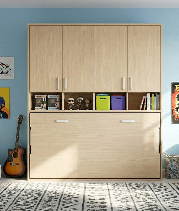 Cama Abatible Horizontal individual con armario superior Ref Y37000