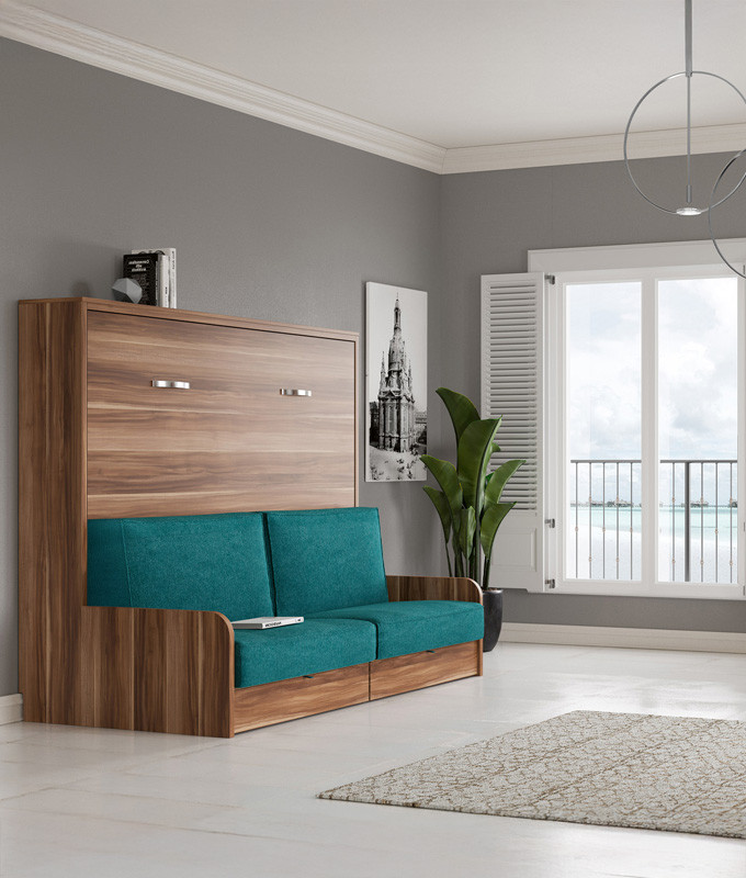 Cama Abatible Horizontal con Sofá disponible en diferentes medidas y colores Ref N41000