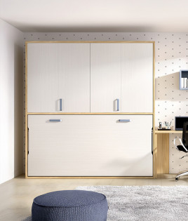 Cama Abatible Horizontal individual con altillo superior Ref Y38000