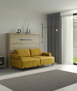 Cama Abatible Horizontal con Sofá disponible en diferentes medidas y colores Ref N34100
