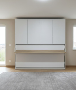 Cama abatible Matrimonial e individual con escritorio y armario Ref N96000