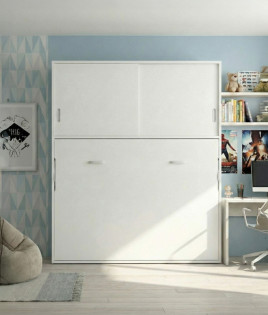 Cama Abatible Horizontal de matrimonio con armario superior Ref Y68000