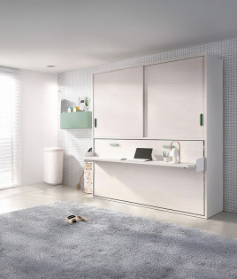 Cama Abatible con escritorio y armario de puertas correderas Ref Y72000