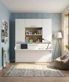Cama Abatible con escritorio y armario Ref Z26000