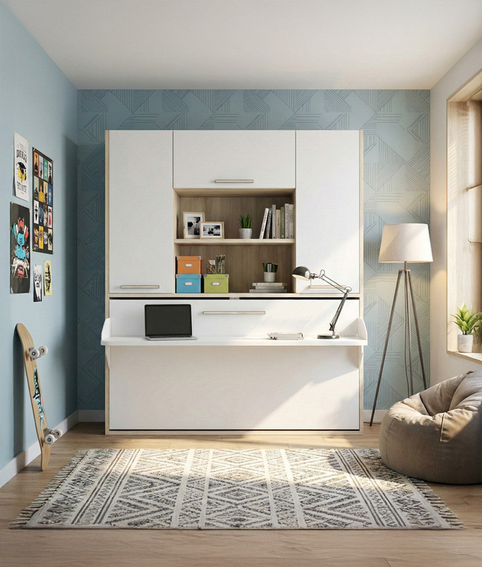 Cama Abatible con escritorio y armario Ref Z26000