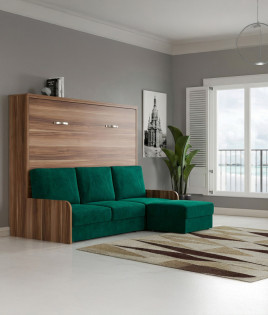 Cama Abatible Horizontal con brazo de madera y Sofá Chaiselongue Ref N92000