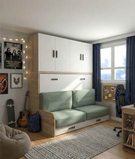 Cama Abatible Horizontal con Armario y Sofá Ref N97000