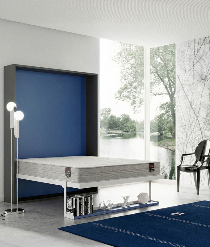 Pack Cama Abatible Vertical con estante sincronizado y colchón viscoelástico Ref N48000