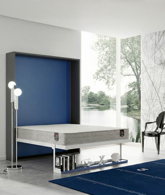 Pack Cama Abatible Vertical con estante sincronizado y colchón viscoelástico Ref N49000