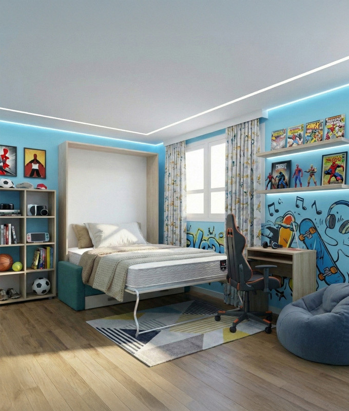 Pack Cama Abatible Vertical con Sofá y Colchón Viscoelastico Ref N28000