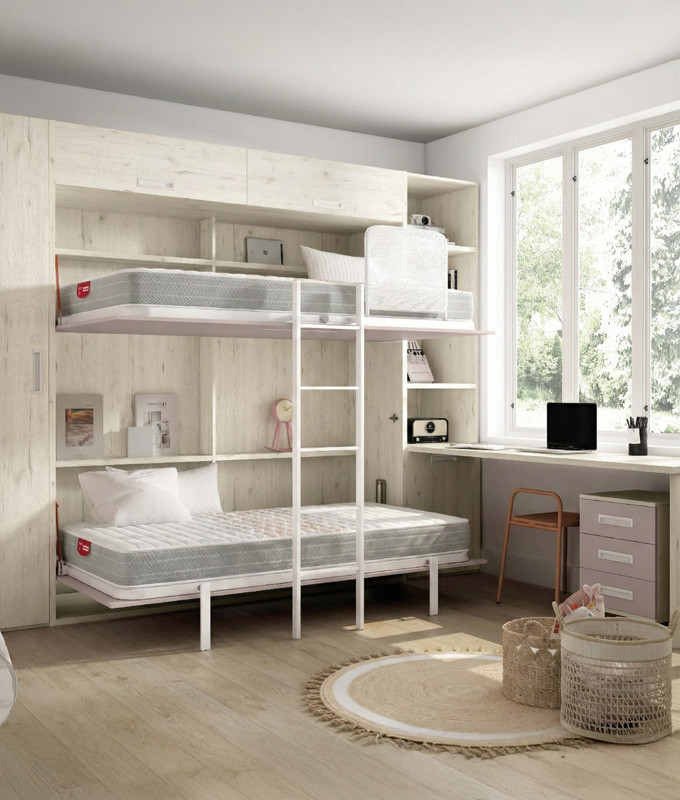 Pack Litera Abatible Horizontal con Altillo y Colchones Ref Z19000