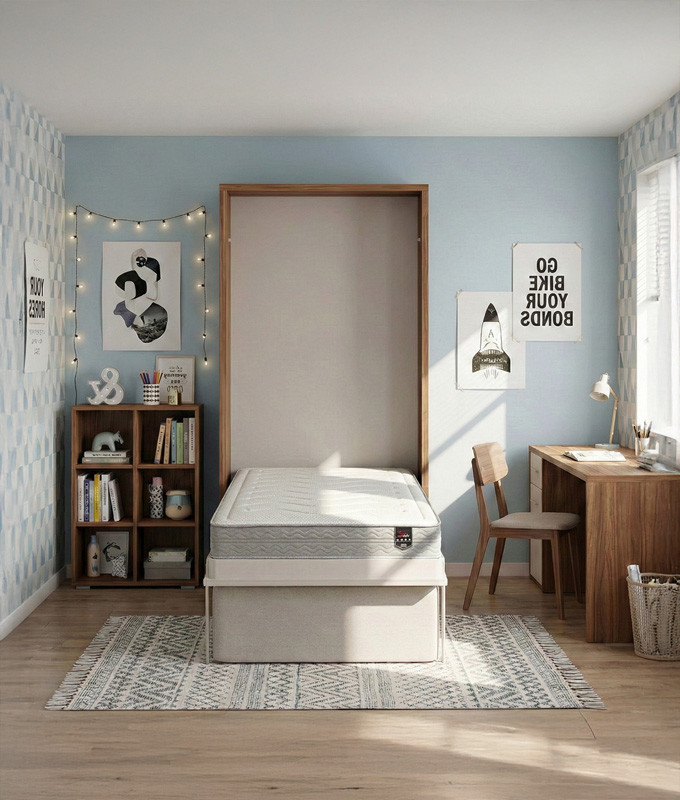 Pack Cama Abatible Vertical con Sofá y Colchón Viscoelastico Ref N71000