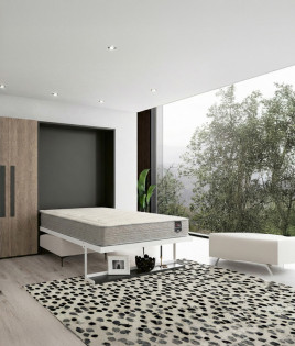 Pack Cama Abatible Vertical con estante, Sofá y Colchón Viscoelastico Ref N29000