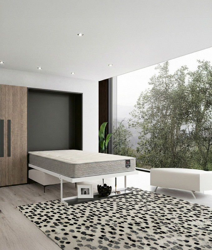 Pack Cama Abatible Vertical con estante, Sofá y Colchón Viscoelastico Ref N29000