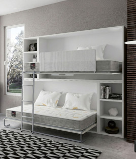 Pack Litera Abatible Horizontal con estantes a ambos lados y colchones Ref N59000