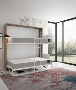 Pack Litera Abatible Horizontal con Escritorio y Altillo opcional y Colchones Viscoelásticos Ref N33000