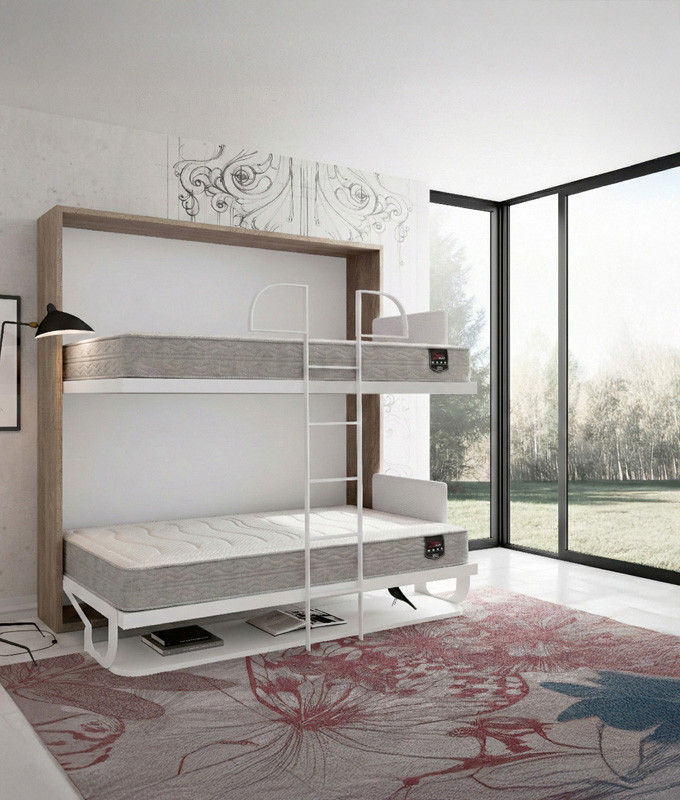 Pack Litera Abatible Horizontal con Escritorio y Altillo opcional y Colchones Viscoelásticos Ref N33000