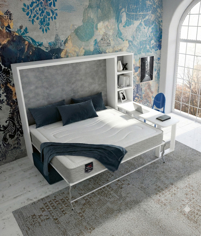 Pack Cama Abatible Horizontal con Sofá, Apertura Eléctrica y Colchón Viscoelástico Ref N77000