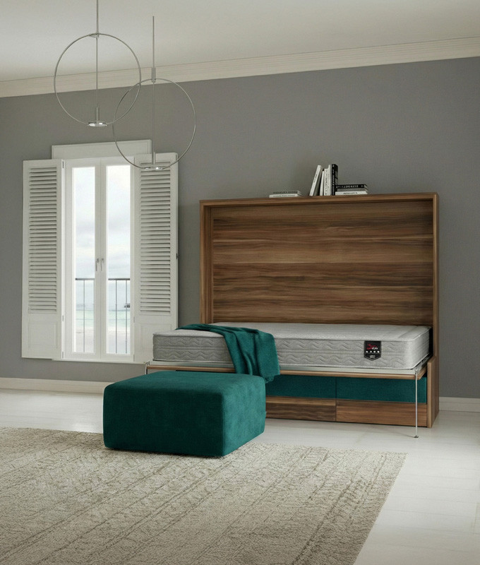 Pack Cama Abatible Horizontal con Sofá Chaiselongue y Colchón Viscoelastico Ref N94000