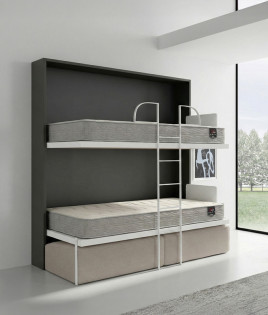 Pack Litera Abatible Horizontal con Sofá y colchones viscoelásticos Ref N65000