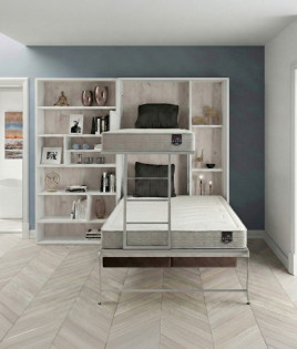 Pack Litera Abatible Vertical Matrimonial con Sofá y Colchones Viscoelásticos Ref N39000