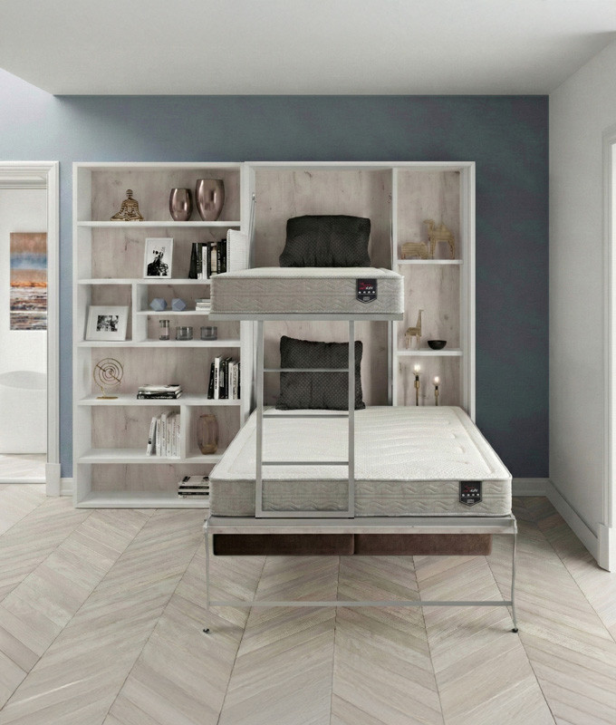 Pack Litera Abatible Vertical Matrimonial con Sofá y Colchones Viscoelásticos Ref N39000