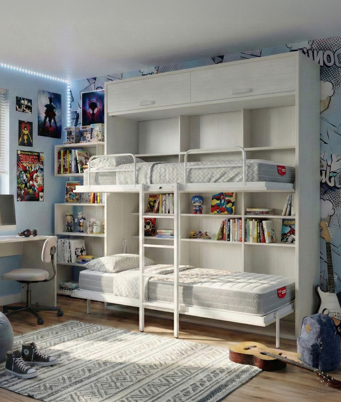 Pack Litera Abatible Horizontal con altillo y Colchones Ref Y44000