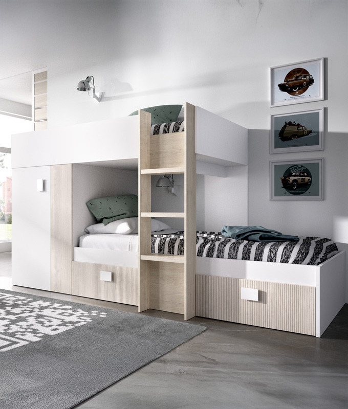 Litera juvenil con armario y contenedores Ref YK34