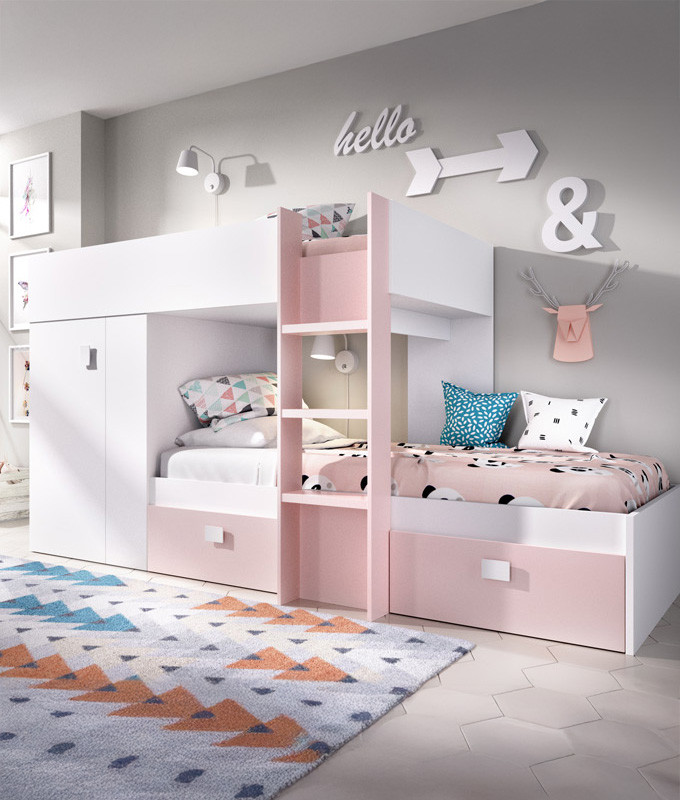 Litera juvenil con armario y contenedores Ref YK36