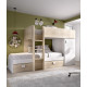 Dormitorio Juvenil litera tren con contenedores y armario Ref YK05