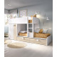 Dormitorio Juvenil litera tren con contenedores y armario Ref YK09