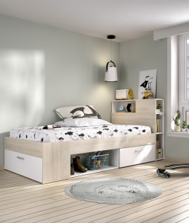 Dormitorio Juvenil con cama compacta con huecos de almacenaje Ref YK21
