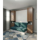 Dormitorio con cama abatible matrimonial, armarios y Sofá Ref N22