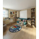 Dormitorio con cama abatible matrimonial, armarios, estanterías, escritorio y Sofá Ref N24