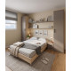 Dormitorio con cama matrimonial y armarios laterales Ref YC530