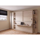 Dormitorio con cama abatible con escritorio, armario, estantería y zapatero Ref YC534